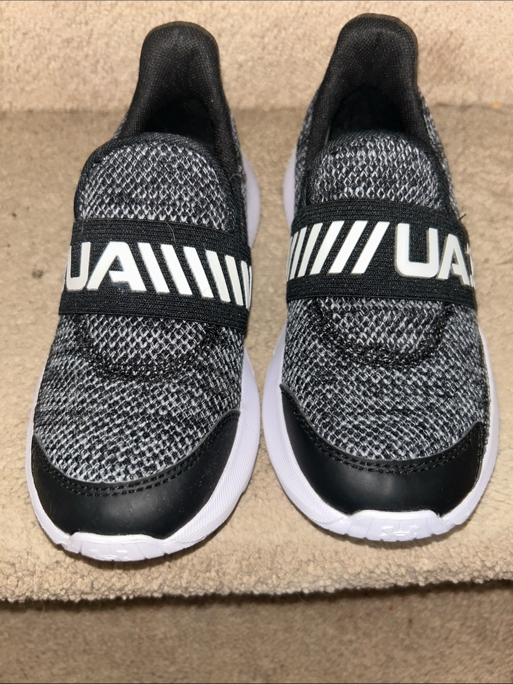 Under Armour Kids Black and White Slip-On Athletic Sneakers